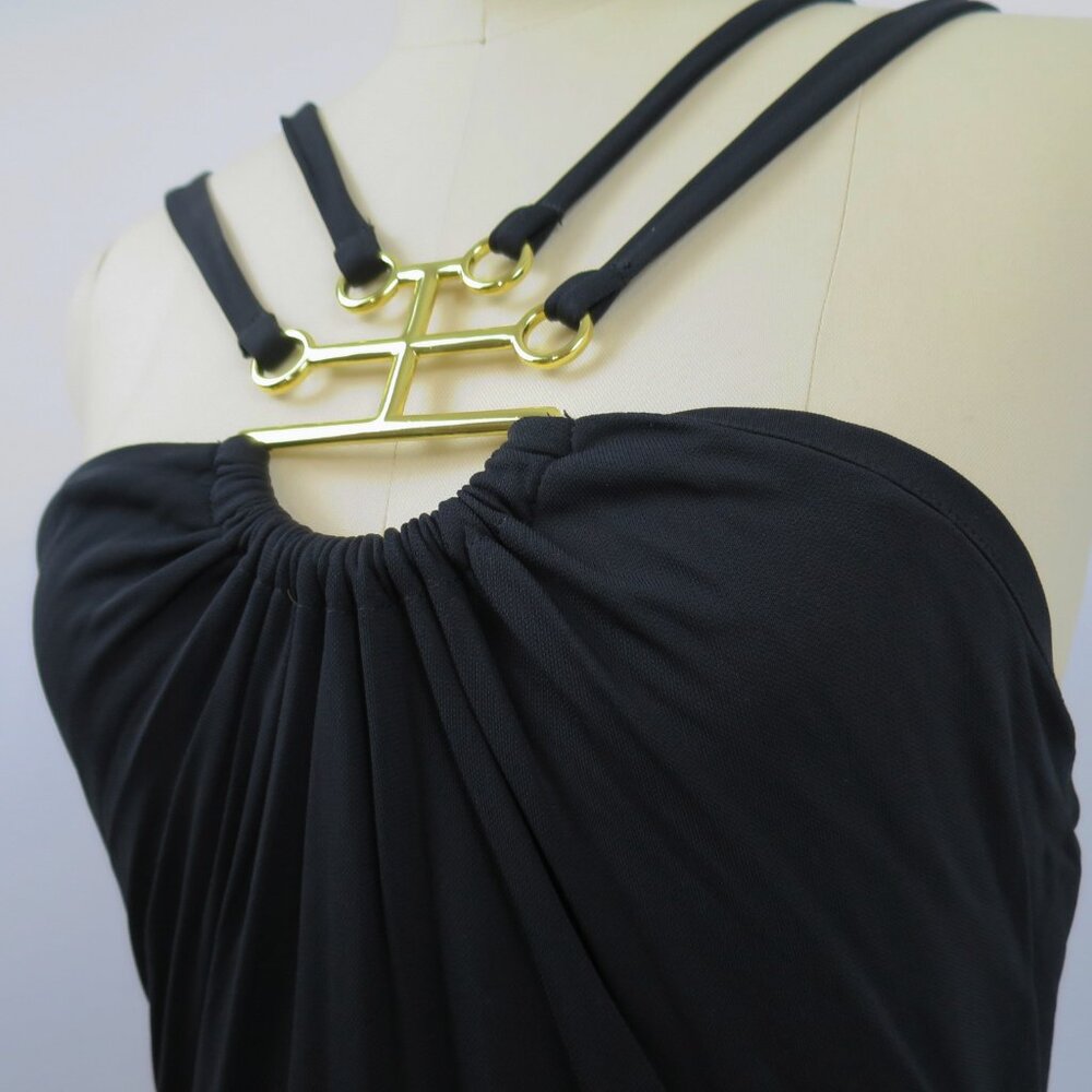 French Connection Necklace Trim Slinky Dress - Black / UK 10/US 6/FR 38/EU 38